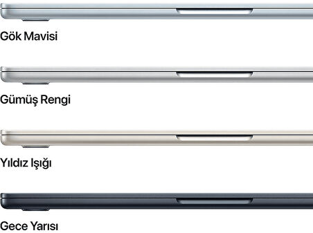 APPLE MW133TU/A/MacBook Air/Apple M4 İşlemci (10 Çekirdek CPU-10 Çekirdek GPU)/16GB RAM/512GB SSD/13.6"/ Gece Yarısı