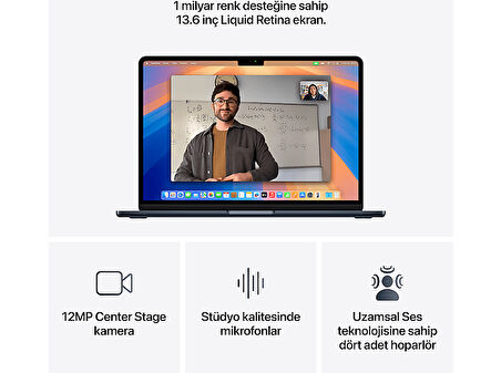 APPLE MC6C4TU/A/MacBook Air/Apple M4 İşlemci (10 Çekirdek CPU-10 Çekirdek GPU)/24GB RAM/512GB SSD/13.6"/Midnight