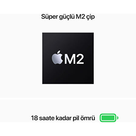 APPLE MC7U4TU/A  Macbook Air/Apple M2 İşlemci/8 Çekirdek CPU-8 Çekirdek GPU/16GB RAM/256GB SSD/13,6"/Space Grey