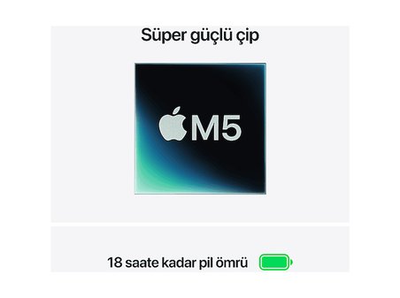 APPLE MDHE4TU/A/MacBook Air/Apple M5 İşlemci(10 Çekirdek CPU-8 Çekirdek GPU)/16GB RAM/512GB SSD/13.6"/Gece Yarısı