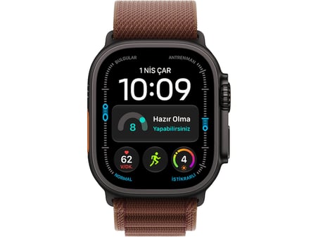 APPLE Watch Ultra 4 GPS + Cellular 49mm Siyah Titanyum Kasa - Bordo Alpine Kordon - M
