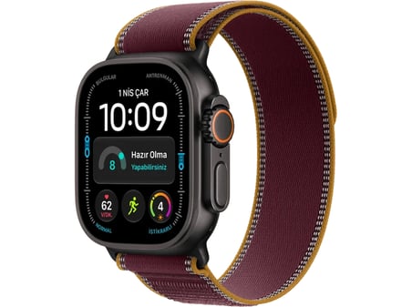 APPLE Watch Ultra 4 GPS + Cellular 49mm Siyah Titanyum Kasa - Bordo Trail Kordon - M/L