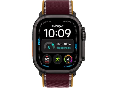 APPLE Watch Ultra 4 GPS + Cellular 49mm Siyah Titanyum Kasa - Bordo Trail Kordon - M/L