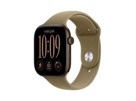 APPLE Watch Series 12 GPS 42mm - Koyu Bronz Alüminyum Kasa - Zeytin Spor Kordon - S/M