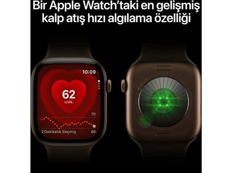 APPLE Watch Series 12 GPS 42mm - Koyu Bronz Alüminyum Kasa - Zeytin Spor Kordon - M/L