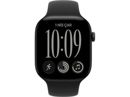APPLE Watch Series 12 GPS 46mm - Siyah Alüminyum Kasa - Siyah Spor Kordon - M/L