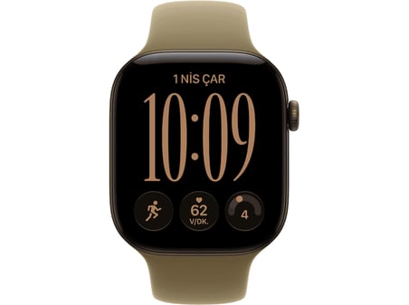 APPLE Watch Series 12 GPS 46mm - Koyu Bronz Alüminyum Kasa - Zeytin Spor Kordon - S/M