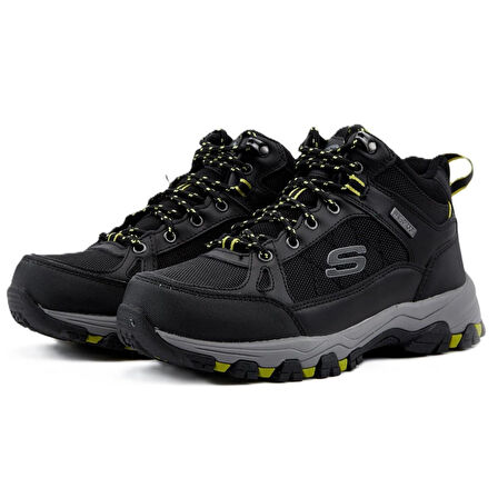 Skechers Selmen Mens Memory Foam Waterproof Leather Outdoor Boot Black Hafızalı Taban Su Geçirmez Hakiki Deri Erkek Bot Siyah 