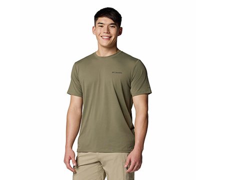 Columbia Tech Trail Utility Ss Crew Erkek Günlük Tişört 2118571039 Yeşil