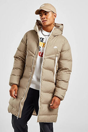 Nike Storm Fit Primaloft Filled Full Zip Brown Parka Erkek Uzun Mont Parka Sütlü Kahve