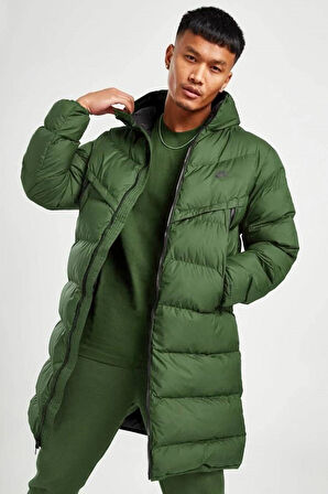Nike Storm Fit Primaloft Filled Full Zip Khaki Parka Erkek Uzun Mont Parka Haki Yeşil