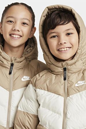 Nike Sportswear Sentetik Dolgulu Kapüşonlu Unisex Çocuk Montu Şişme Mont Bej