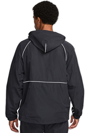 Nike Air Full-Zip Hooded Woven Loose Fit Jacket Erkek Kapüşonlu Reflektörlü Bol Keism Spor Ceket Siyah