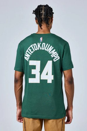 Nike Wilwaukee Bucks NBA Mens Tee Grafik Baskılı Pamuklu Erkek Tişört Yeşil