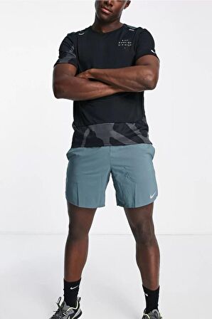 Nike Dri Fit Run Division Rise 365 Graphic Short Sleeve Reflectörlü Siyah Koşu Tişörtü