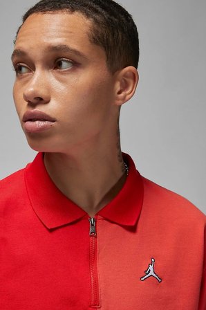 Nike Jordan Flight Loose Fit 1/4 Zip T-shirt Kadın 1/4 Fermuar Gömlek Yakalı Bol Kalıp Kısa Tişört Kırmızı