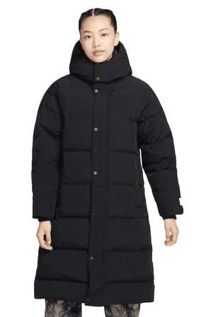 Nike Jordan Flight Loose Fit Down Fill Parka Çıkarılabilir Kapüşonlu Bol Kesim Kaz Tüyü Kadın Parka Siyah