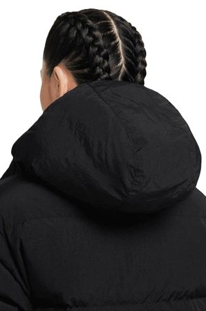 Nike Jordan Flight Loose Fit Down Fill Parka Çıkarılabilir Kapüşonlu Bol Kesim Kaz Tüyü Kadın Parka Siyah