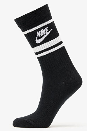 Nike Unisex Sportswear Everyday Essential Crew Stripe Çorap 3'lü Paket Unisex Siyah