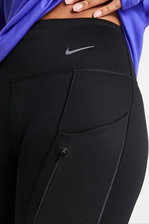 Nike Go Firm Support High Rise Black Full Length Kadın 6 Cepli Lazer Kesim Antreman Taytı Koyu Siyah