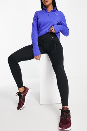 Nike Go Firm Support High Rise Black Full Length Kadın 6 Cepli Lazer Kesim Antreman Taytı Koyu Siyah