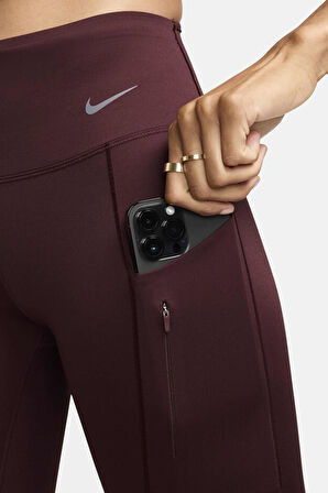 Nike Go Firm Support High Rise Full Length Kadın 6 Cepli Antreman Taytı Koyu Bordo