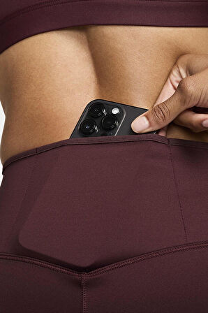 Nike Go Firm Support High Rise Full Length Kadın 6 Cepli Antreman Taytı Koyu Bordo