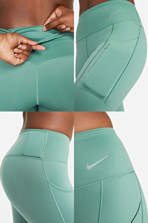 Nike Trainng Go Dri Fit İnfinaLock Full Length 6 Cepli Toparlayıcı Reflektörlü Antrenman Taytı Yeşil
