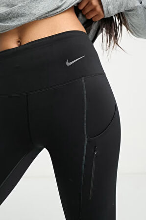 Nike Trainng Go Dri Fit İnfinaLock 7/8 Leggings 6 Cepli Toparlayıcı Reflektörlü Antrenman Taytı Siyah