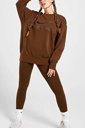 Nike Air Fleece Crew Sweatshirt Brown Oversize Sweatshirt Kahverengi
