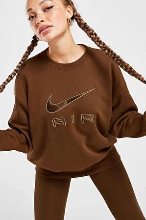 Nike Air Fleece Crew Sweatshirt Brown Oversize Sweatshirt Kahverengi