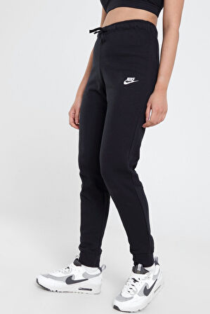 Nike Sportswear Essential Fleece Slim Fit Mid Rise Kadın Eşofman Altı Siyah