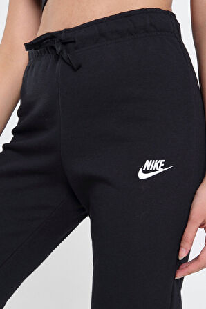 Nike Sportswear Essential Fleece Slim Fit Mid Rise Kadın Eşofman Altı Siyah
