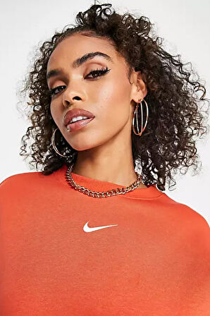 Nike Sportswear Essential Collection Fleece Oversized Kadın Sweatshirt Turuncu