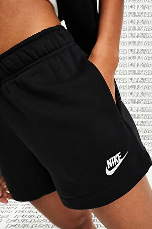 Nike Sportswear Club Fleece Mid-Rise Shorts Black Kadın Günlük Stil Pamuklu Şort Siyah 