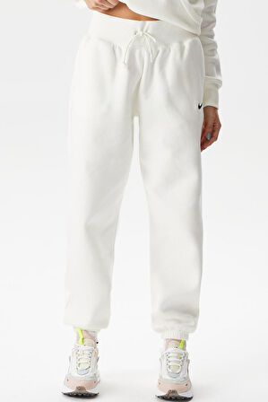 Nike Sportswear Phoenix Fleece High Rise Oversized Şardonlu Büyük Beden Yüksek Bel Kadın Eşofman Altı Açık Krem