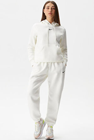 Nike Sportswear Phoenix Fleece High Rise Oversized Şardonlu Büyük Beden Yüksek Bel Kadın Eşofman Altı Açık Krem