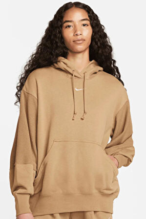 Nike Sportswear Everyday Modern Fleece Oversize Hoodie Kadın Geniş Kalıp Kapüşonlu Sweatshirt Koyu Bej
