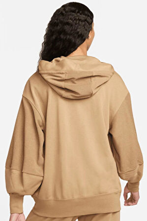 Nike Sportswear Everyday Modern Fleece Oversize Hoodie Kadın Geniş Kalıp Kapüşonlu Sweatshirt Koyu Bej