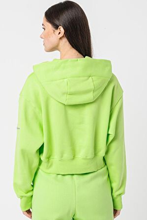 Nike Sportswear Swoosh Fleece Crop Oversize Fİt Hoodie Kadın Kapüşonlu Kısa Oversize Sweatshirt Yeşil