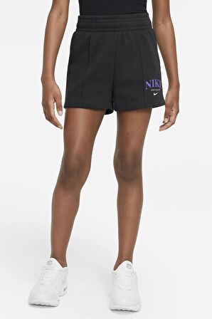 Nike Sportswear Girls Shorts Black Pamuklu Kız Çocuk Şortu Siyah
