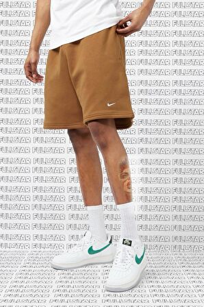 Nike Solo Swoosh Oversize Fit Unisex Shorts Bol Kesim Şardonlu Kalın Şort Kahverengi