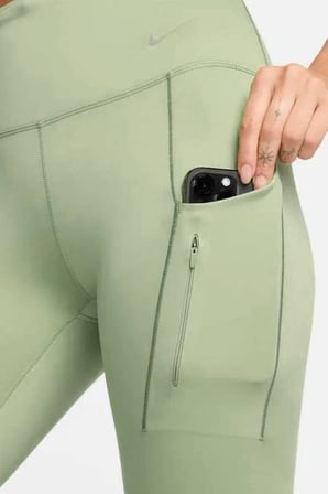 Nike Go Dri Fit İnfinaLock High Rise 7/8 Leggings 6 Cepli Toparlayıcı Yüksek Belli Reflektörlü Spor Tayt Açık Yeşil