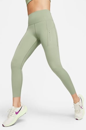 Nike Go Dri Fit İnfinaLock High Rise 7/8 Leggings 6 Cepli Toparlayıcı Yüksek Belli Reflektörlü Spor Tayt Açık Yeşil