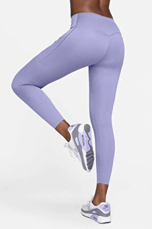 Nike Trainng Go Dri Fit İnfinaLock 7/8 Leggings 6 Cepli Toparlayıcı Reflektörlü Antrenman Taytı Mor