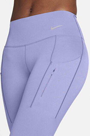 Nike Trainng Go Dri Fit İnfinaLock 7/8 Leggings 6 Cepli Toparlayıcı Reflektörlü Antrenman Taytı Mor