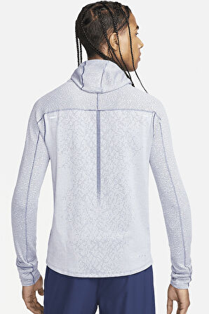 Nike Therma Fit Adv Run Division Pnncle Mid Hoodie Kapüşonlu Reflektörlü Erkek Koşu Sweatshirt Mavi