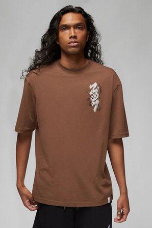 Nike Air Jordan Zion Sneaker School Mens Tee Black Grafik Baskılı Erkek Tişört Kahverengi