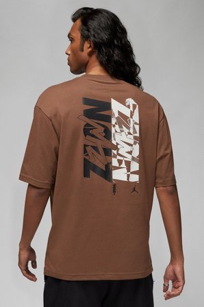 Nike Air Jordan Zion Sneaker School Mens Tee Black Grafik Baskılı Erkek Tişört Kahverengi