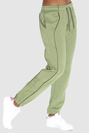 Nike Air Plus Mid Rise Piping Detail Joggers Alligator Green Fleece Kadın Eşofman Altı Yeşil
